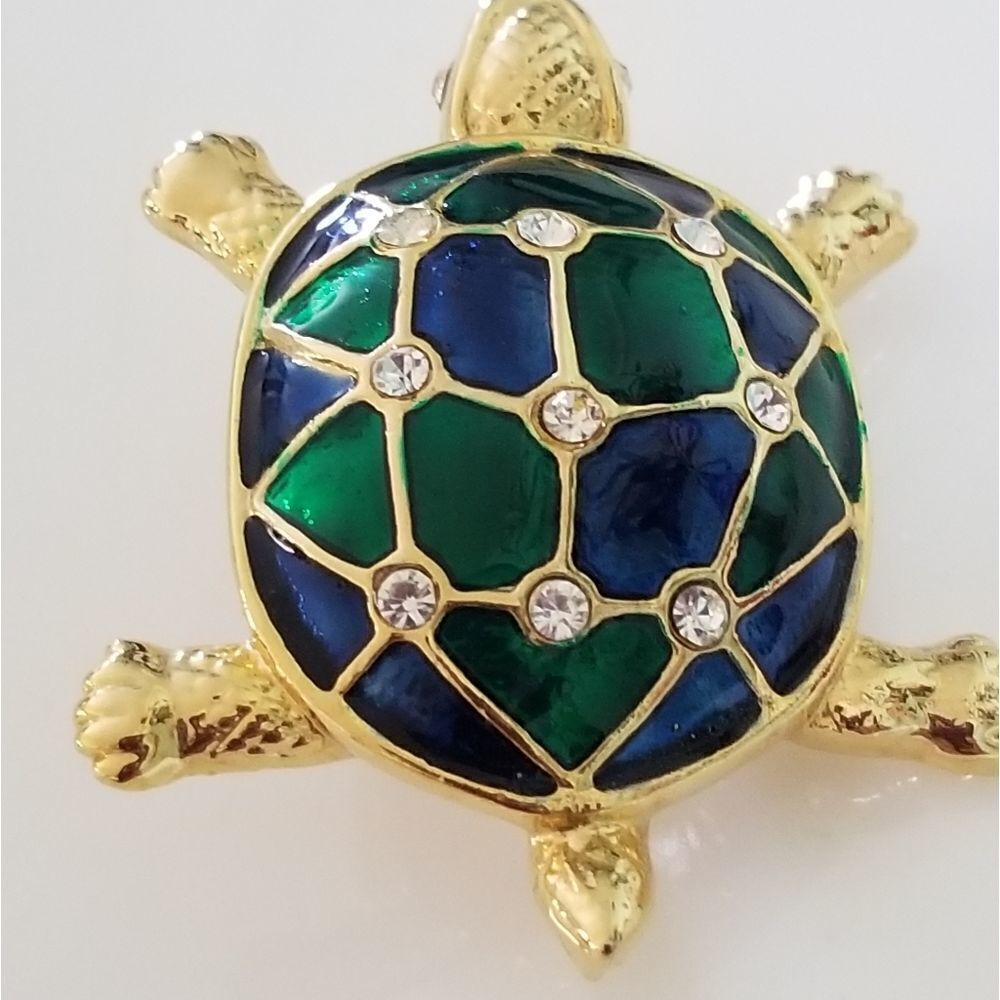Vintage enameled turtle brooch - Picture 3 of 9